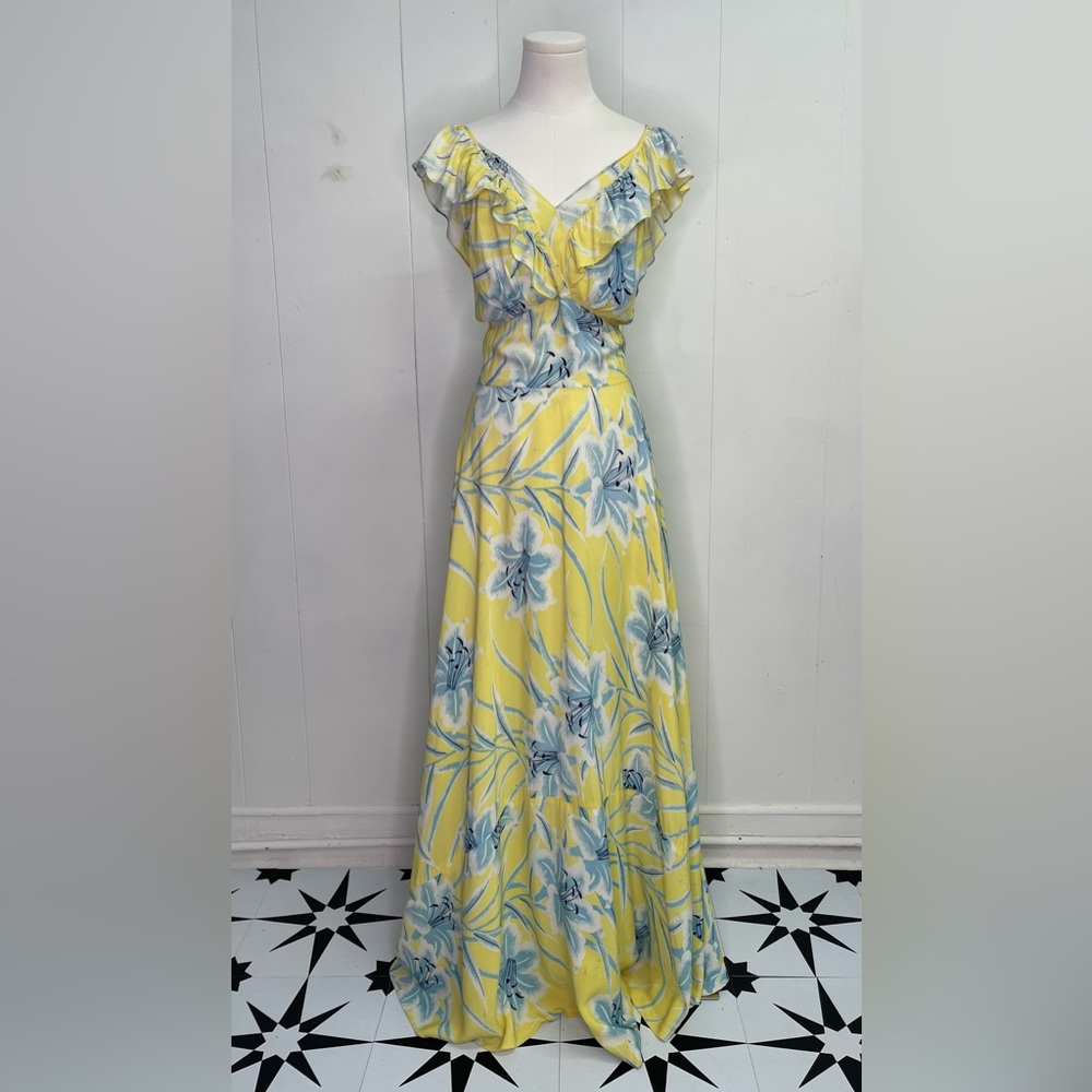 Vintage 1940’s Rare OOAK Tropical Cold Rayon Maxi Dress